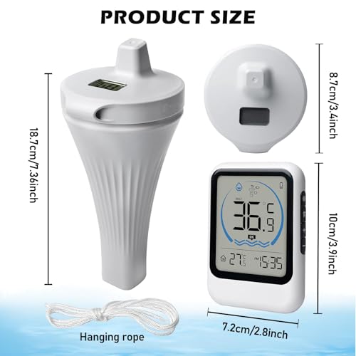 Thermomètre de piscine GOEDCH IP67 sans fil : moniteur de température et d'humidité WiFi, thermomètre de piscine numériq