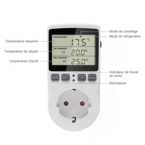 Thermostat Numérique KT3100 Régulateur de Température pour Serre Reptile Terrarium Maison with Capteur 3m 230V 16A