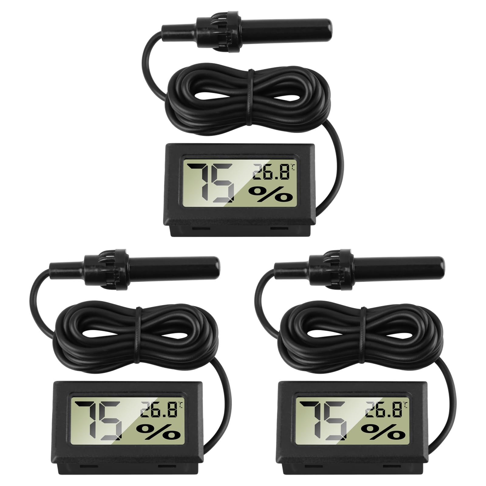 Thermomètre Hygromètre Numérique avec Sonde Externes Aquarium Reptile Incubateur -50 à 70°C 10 à 90% miniature