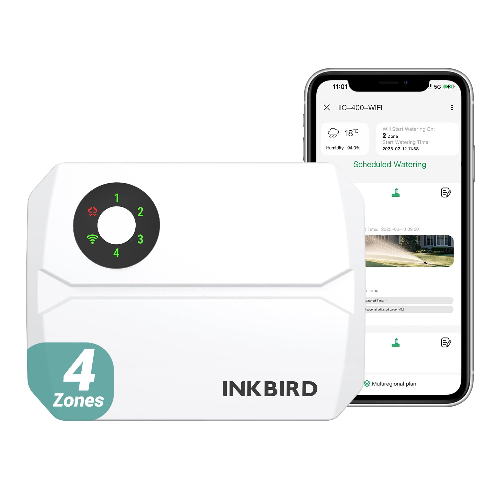 Inkbird Programmateur Arrosage WiFi 4 Voies pour Jardin