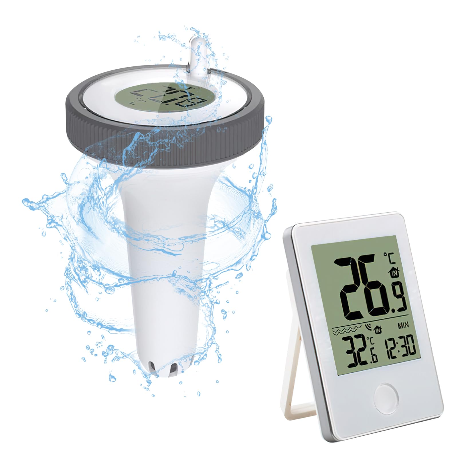 HENGBIRD Thermomètre de piscine flottant facile à lire + IP67 étanche + familles avec enfants pour piscines, baignoires,