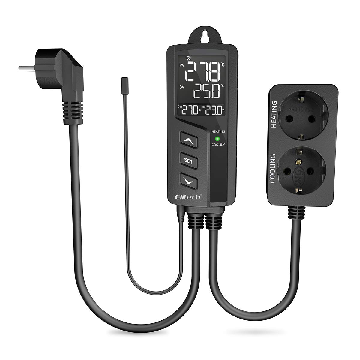 Elitech Contrôleur de Température Thermostat Numérique STC-1000Pro, Relais Double pour Terrarium Incubateur Brassage, 22